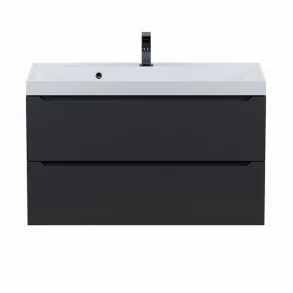 Тумба с раковиной Uperwood Tanos 291020255, 90 см, подвесная, черная матовая